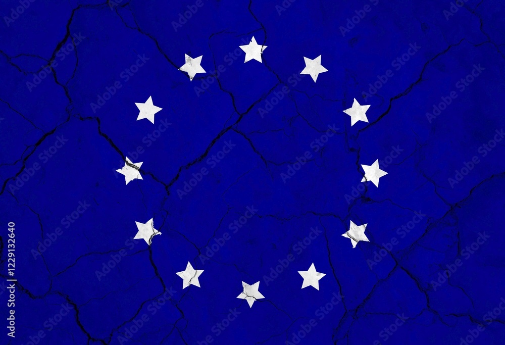 Poster european union flag with texture on background