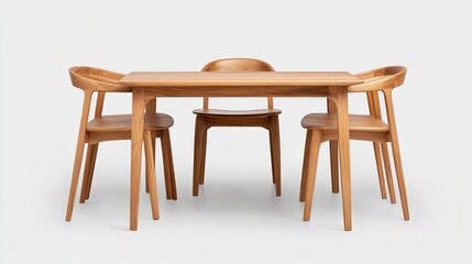 Minimalist dining set with cantilevered teakwood chairs