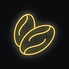 Glowing neon icon of dates, edible stone fruit of the date palm, widely cultivated for its sweet fruit