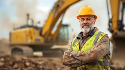 Experienced Heavy Machinery Operator at a Busy Construction Zone (Industry)