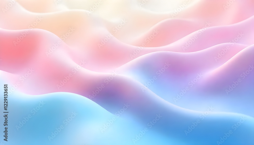 Poster A 3D abstract wavy smooth background featuring a harmonious blend of multicolor pastel tones, creating a visually pleasing and aesthetic design concept