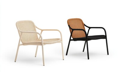 Minimalist rope armchairs with slim, powder-coated frames