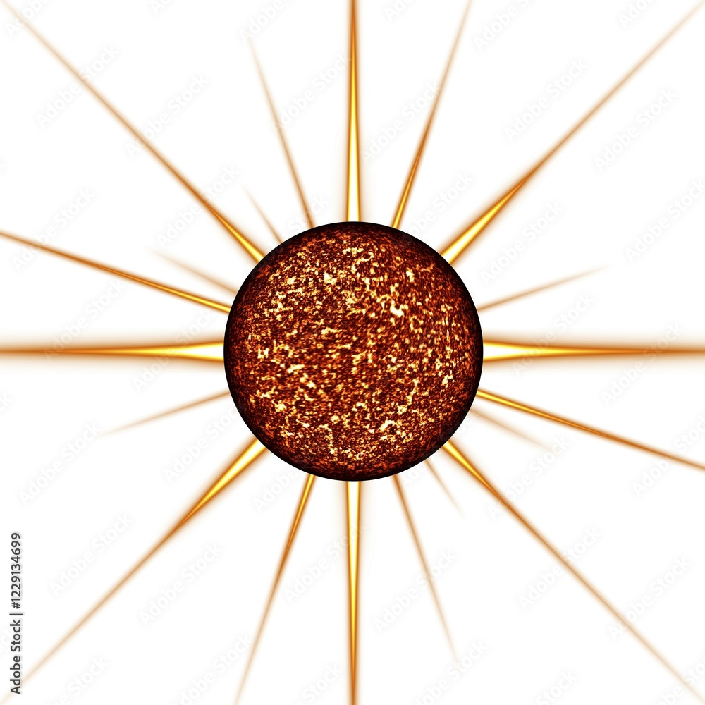 Poster 3d rendering of the sun and rays isolated on