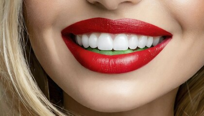 AI generated, A blonde attractive woman, portrait, 25, 30, years, blond, blonde, beautiful teeth, beautiful eyes, red mouth
