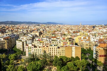 Fototapeta premium City view with houses from the Sagrada Familia, Barcelona, Catalonia, Spain, Europe