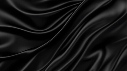 Fototapeta premium A rich black satin background featuring gentle waves and folds that catch the light softly 