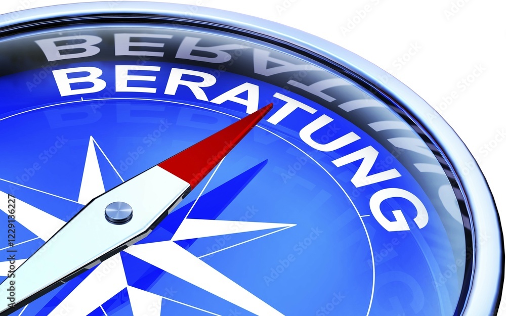 Poster high resolution rendering of a compass with a german consulting icon