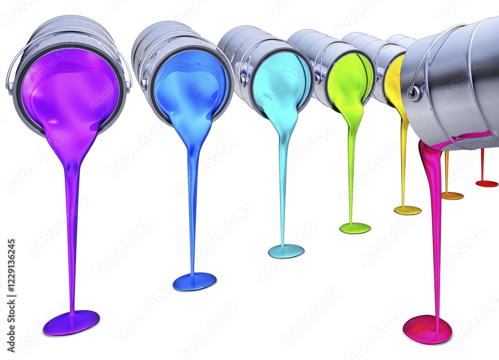 Poster 3d rendering of color pots