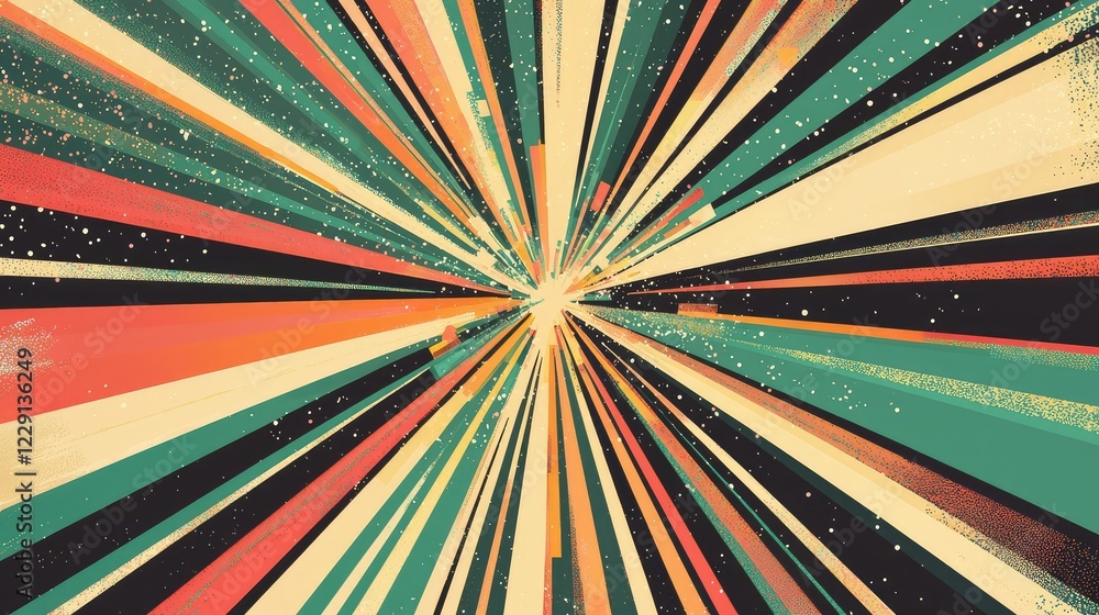 Poster vibrant abstract background with dynamic rays and starry elements