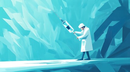 Doctors with syringe and vaccine,pill,isolated on white background, Healthcare, coronavirus, concept illustration for immunity health,mmunization of adults,clinic and hospital,copy space.