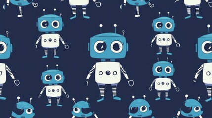 Colorful Cartoon Robots with Playful Expressions and Unique Designs