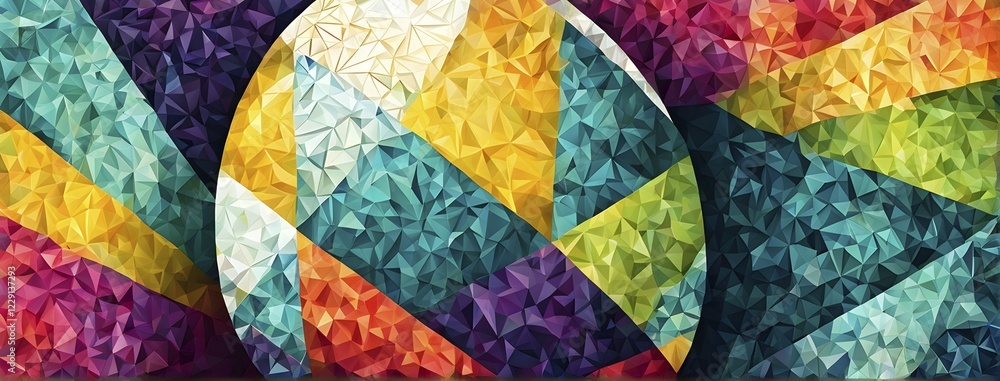 Poster abstract easter egg design with geometric patterns, bold colors, and a mix of textures, creating a m