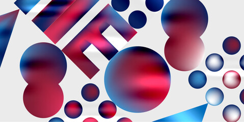 Simple shapes - circles, triangles, rectangles abstract background. Vector Illustration For Wallpaper, Banner, Background, Card, Book Illustration, landing page