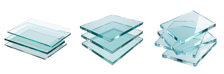 Translucent Glass Sheets Stacked in Various Arrangements