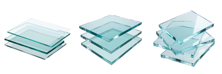 Translucent Glass Sheets Stacked in Various Arrangements