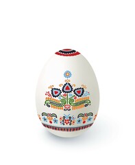 Floral motif painted Easter egg over white background, vector illustration