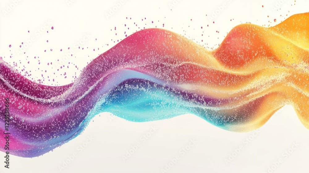 Aufkleber abstract flowing multicolored fluid with bubbles against a light backdrop