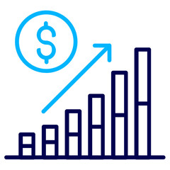 Dollar Bar chart Outline Color icon