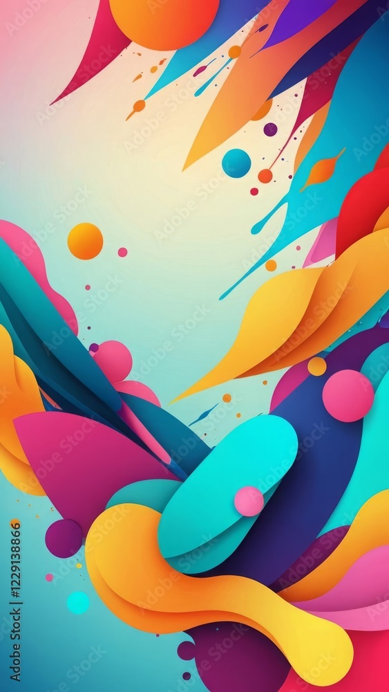 Poster vibrant abstract design with layered colorful shapes and dynamic forms