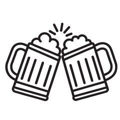 Cheers Two Beer Mugs Toast Graphic Design