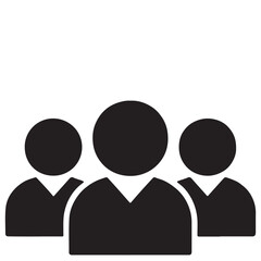 Black Silhouette Icon of a Group of Three People Representing Teamwork or Community