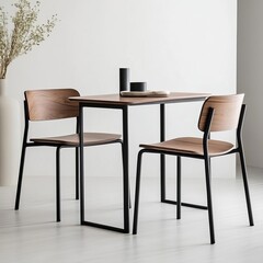 Sleek dining chairs with contoured wooden seats and modern frames
