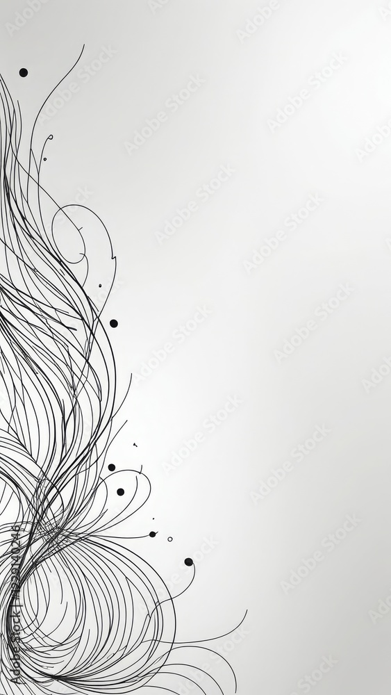 Poster abstract swirling lines with dots on a gradient background; elegant and minimalistic