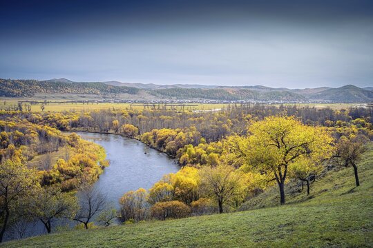 Zelter river in fall time, Selenge province, Mongolia, Asia