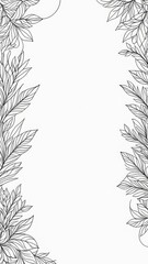 Obraz premium Intricate leaf border design in black and white on a white background
