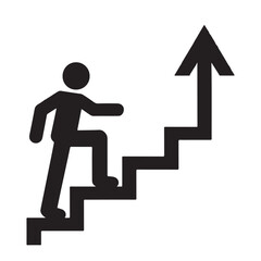 Person Climbing Stairs to Success Upward Growth Icon