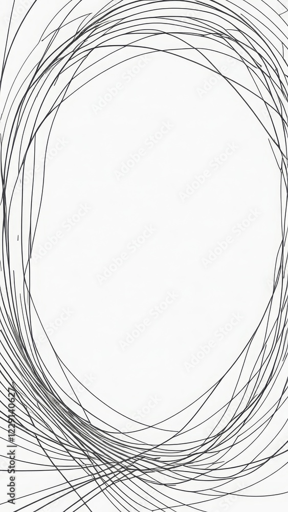 Poster circular abstract lines form an intricate pattern on a white background