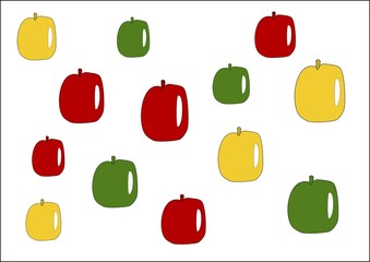 Peppers in green, yellow and red in different sizes, background, illustration