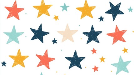Colorful Star Pattern on White Background for Fun Design Projects