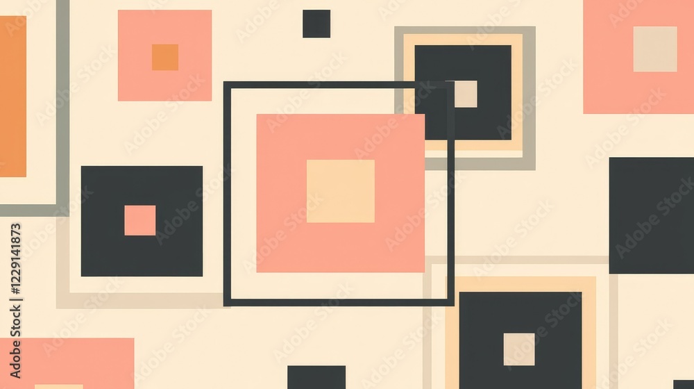 Poster abstract geometric shapes with soft colors and clean lines