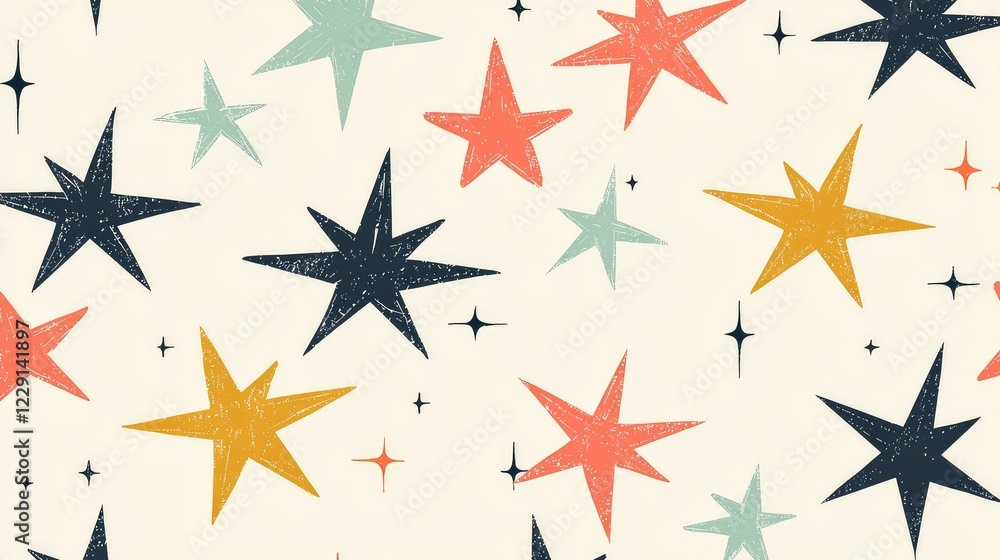 Poster colorful star pattern with unique shapes on light background