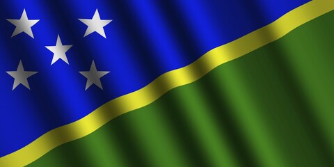 The Solomon Islands flag flying in the wind