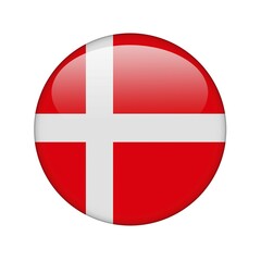 Obraz premium The Danish flag in the form of a glossy icon