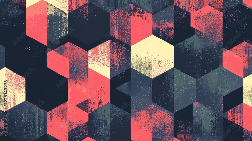Aufkleber Geometric Texture Pattern with Hexagons in Modern Color Palette