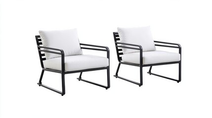 Slim-profile outdoor chairs with powder-coated aluminum frames
