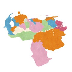 Fototapeta premium Venezuela map in watercolor over white background