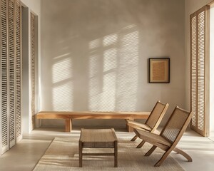 Fototapeta premium Generative AI, Zen-inspired Minimal Living Space