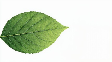 Obraz premium Single Green Leaf on White Background for Natural Designs