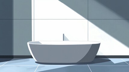 Empty Bathroom Vector Illustration - Flat Cartoon Style