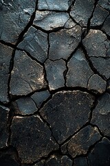 Fototapeta premium Dark Cracked Earth Drought Texture Background