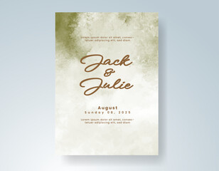 Wedding card invitation template with hand painted watercolor splash