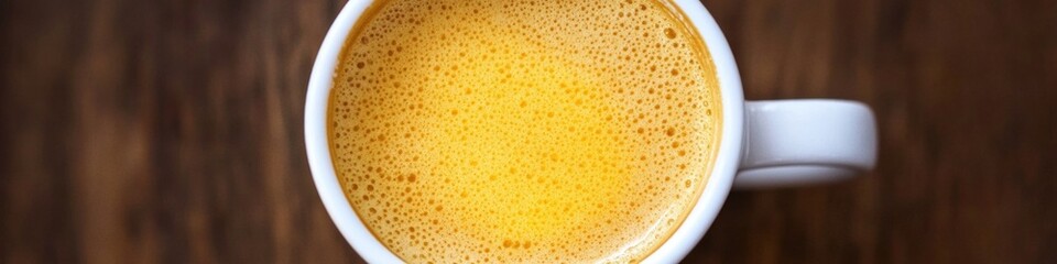 A close-up shot of a cup of coffee on a table, great for food and beverage related use