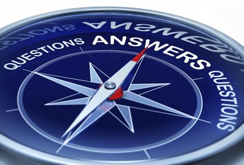 3D rendering of a compass with the word answers © Frank Peters/imageBROKER