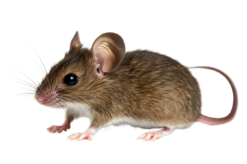 Isolated Brown Mouse Close Up with Whiskers and Pink Feet