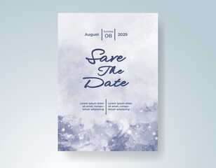 Wedding card invitation template with hand painted watercolor splash