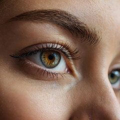 Close-up of a person's eye revealing intricate details and unique color patterns in natural lighting